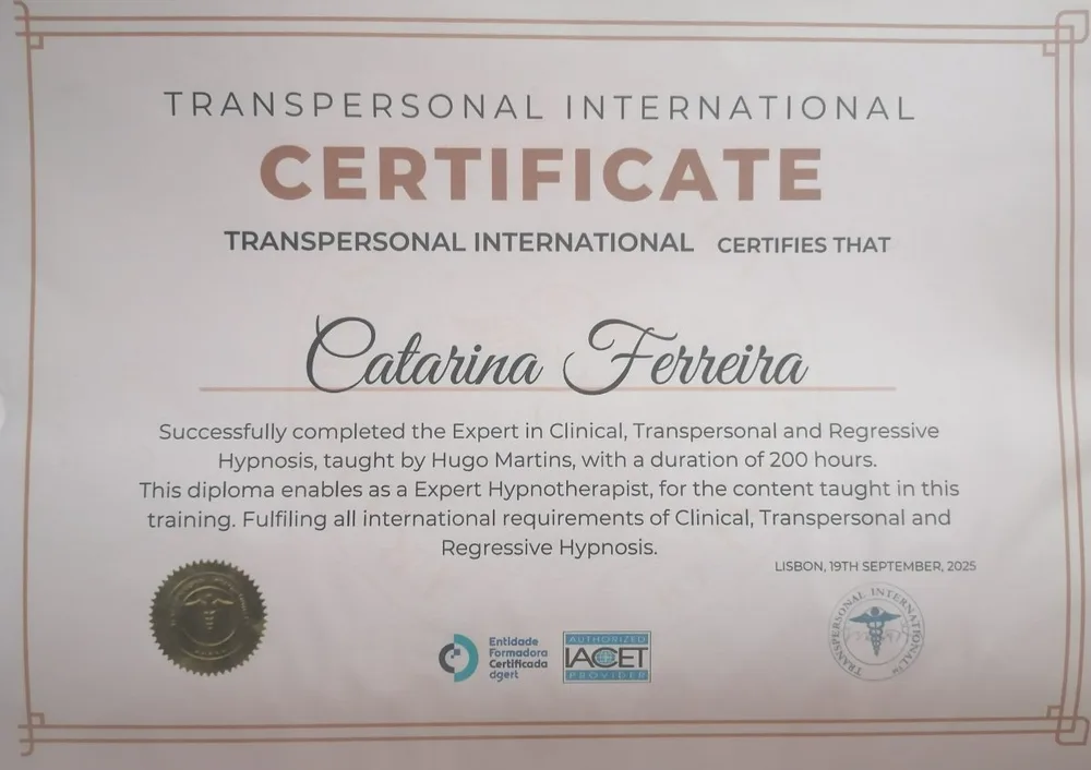 Expert em Hipnoterapia clínica, transpessoal e regressiva